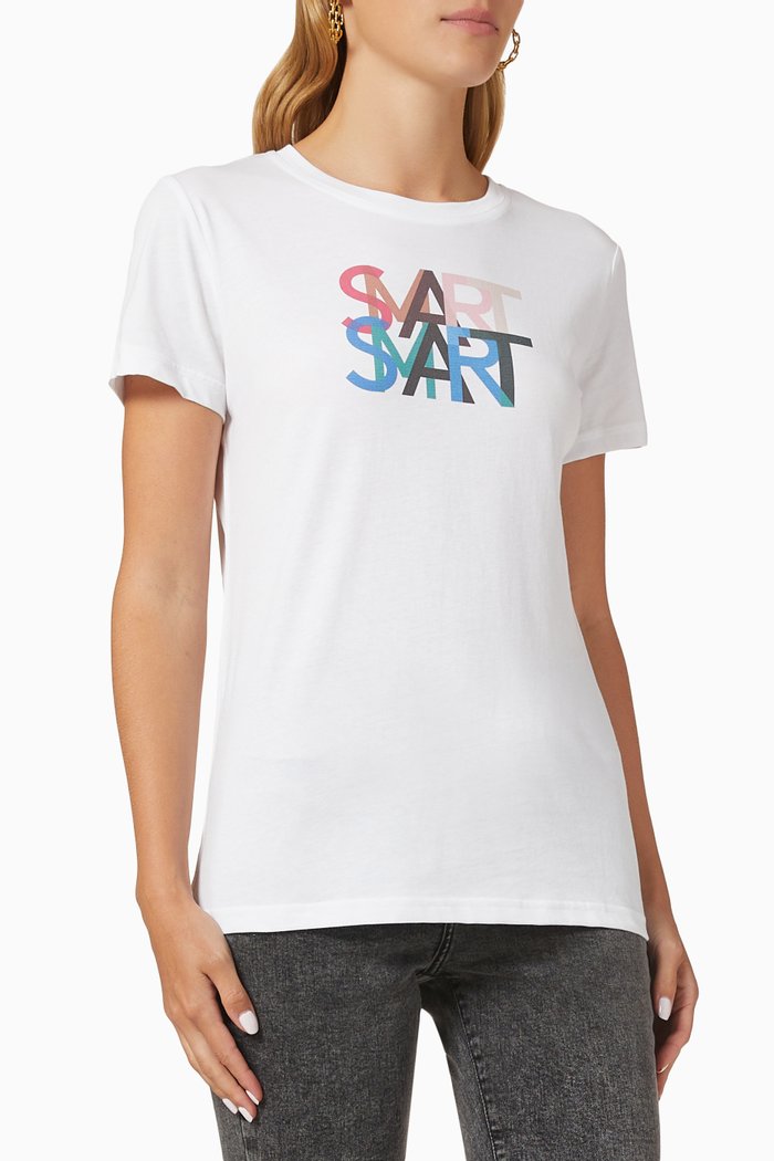 Elleno Printed T-shirt in Cotton-jersey, White