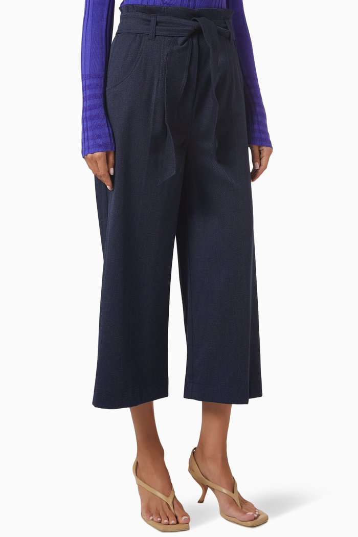 Teulada Cropped Wide-leg Pants in Stretch-cady, Blue