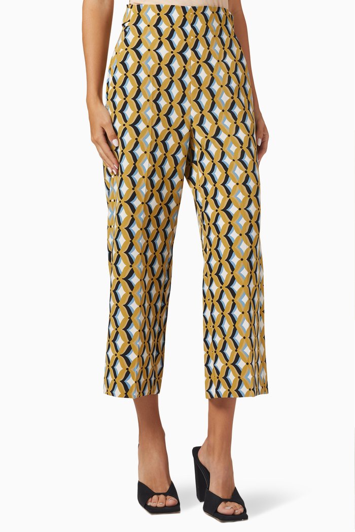 

Perla Geometric-print Cropped Pants in Stretch-cady, Neutral
