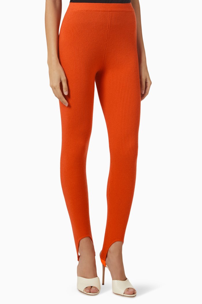 Stirrup Leggings in Merino Wool-knit, Orange