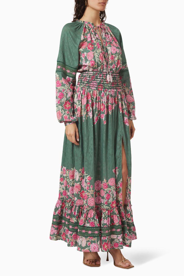 

Sabi Floral-print Maxi Dress in Jacquard, Green