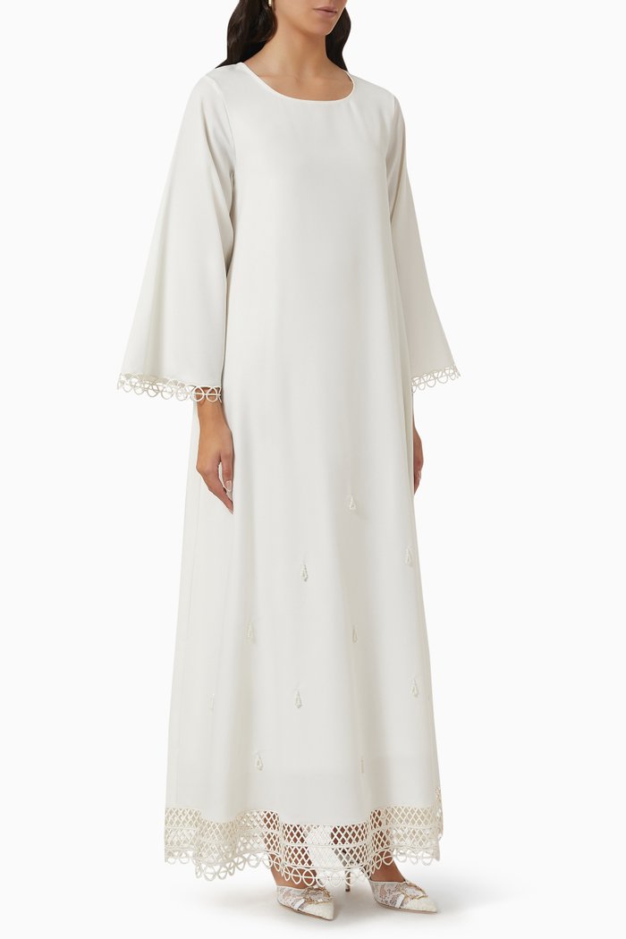 Bead-embellished Kaftan, Neutral
