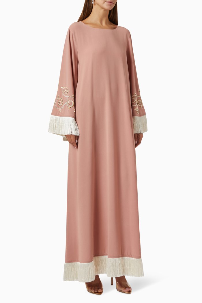 

Bead-embellished Tassel Kaftan, Pink