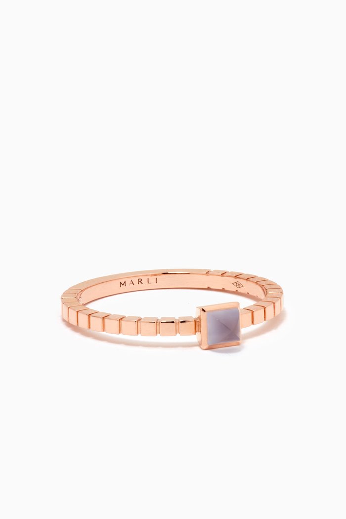 

Cleo Lotus Chalcedony Ring in 18kt Rose Gold