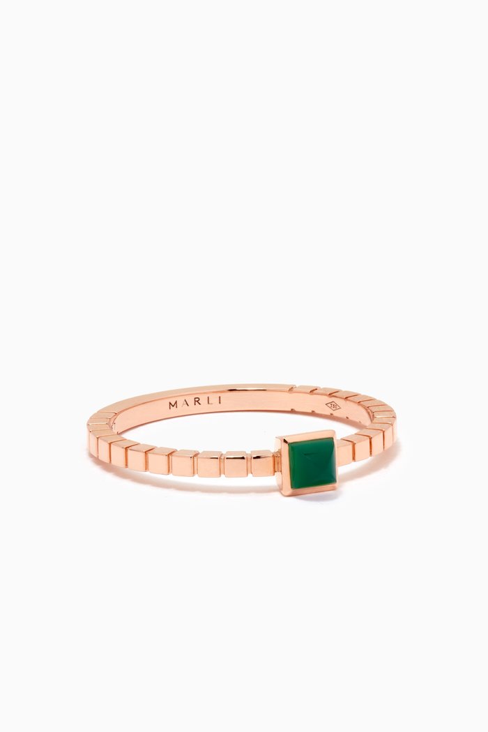 

Cleo Lotus Green Agate Ring in 18kt Rose Gold
