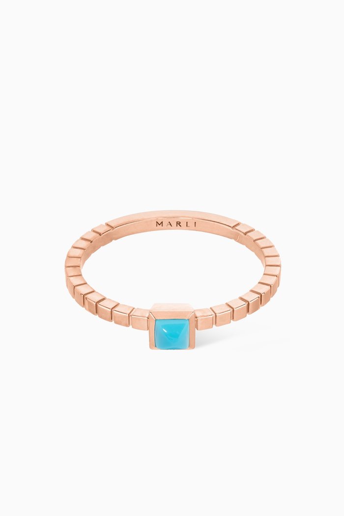 

Cleo Lotus Turquoise Ring in 18kt Rose Gold