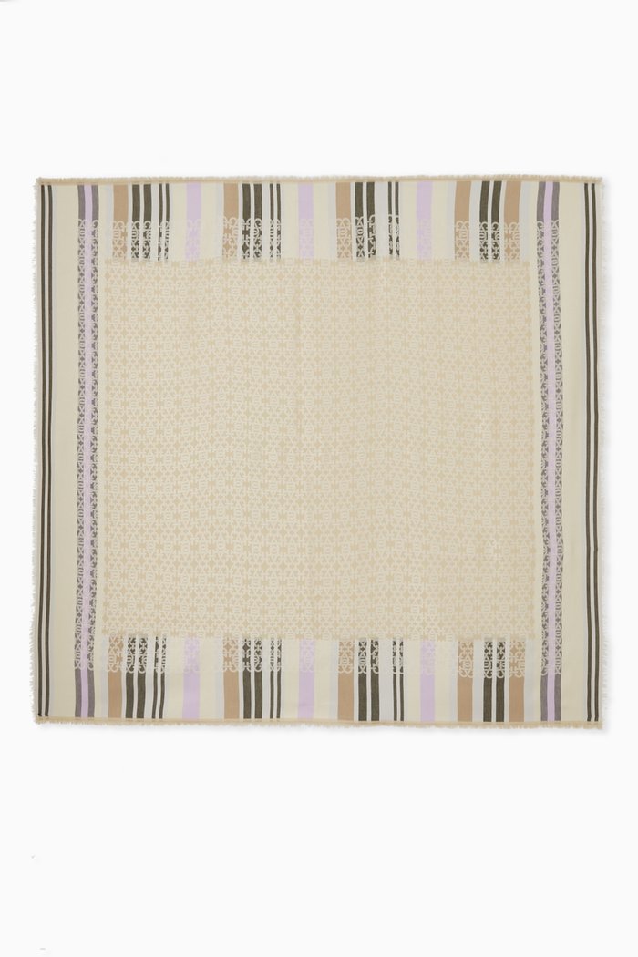 

B-monogram Jacquard Stripe Scarf in Wool-silk Blend, Neutral