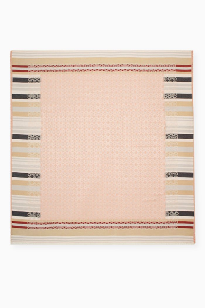 

B-monogram Jacquard Stripe Scarf in Wool-silk Blend, Red