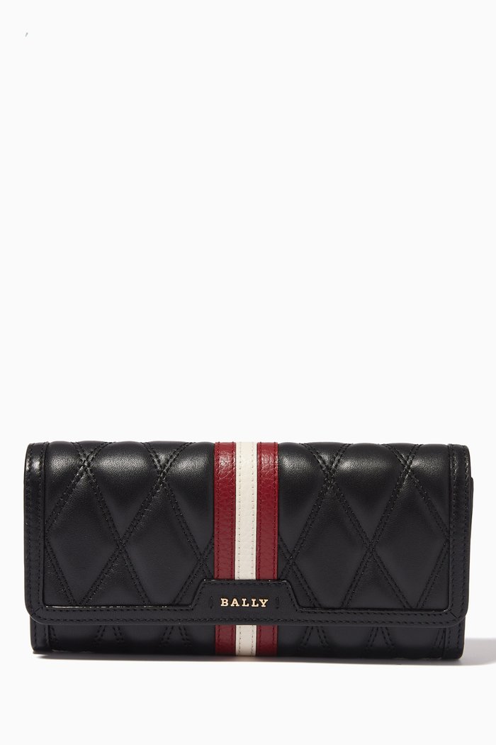 

Dinney Continental Quilted Wallet in Leather, Black