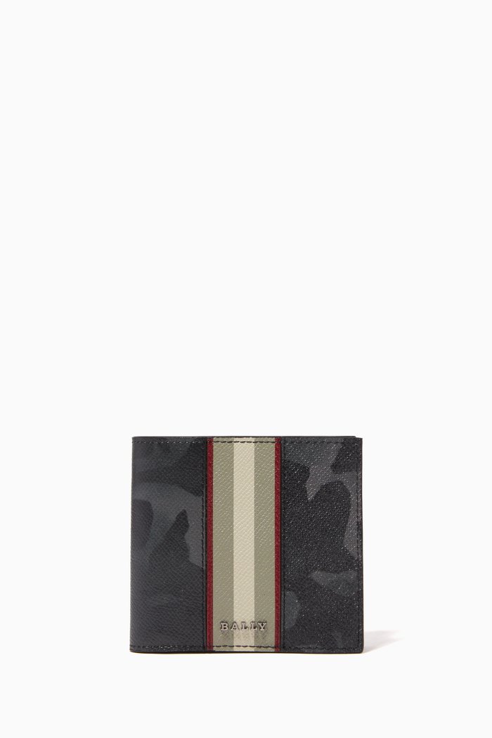 

Brasai Camouflage-print Bifold Wallet in Calf Leather, Black