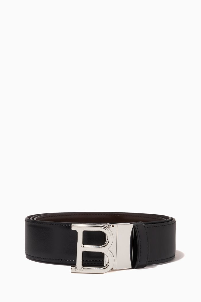 

B Buckle Reversible Belt in Calf-leather, Black