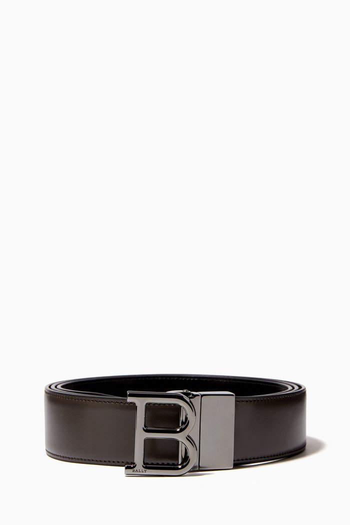 

B Buckle Reversible Belt in Calf-leather, Green