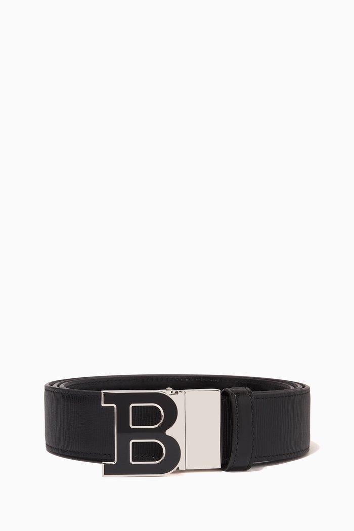 

B Buckle Belt in Calf Leather, Black