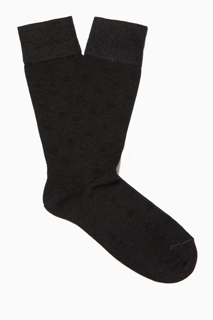 

B-chain Monogram Socks in Cotton-blend, Grey
