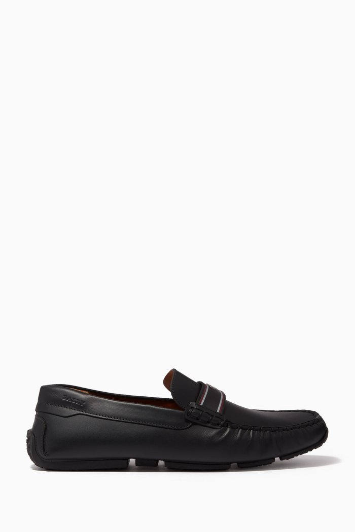 

Pabyl Logo Loafers in Leather, Black