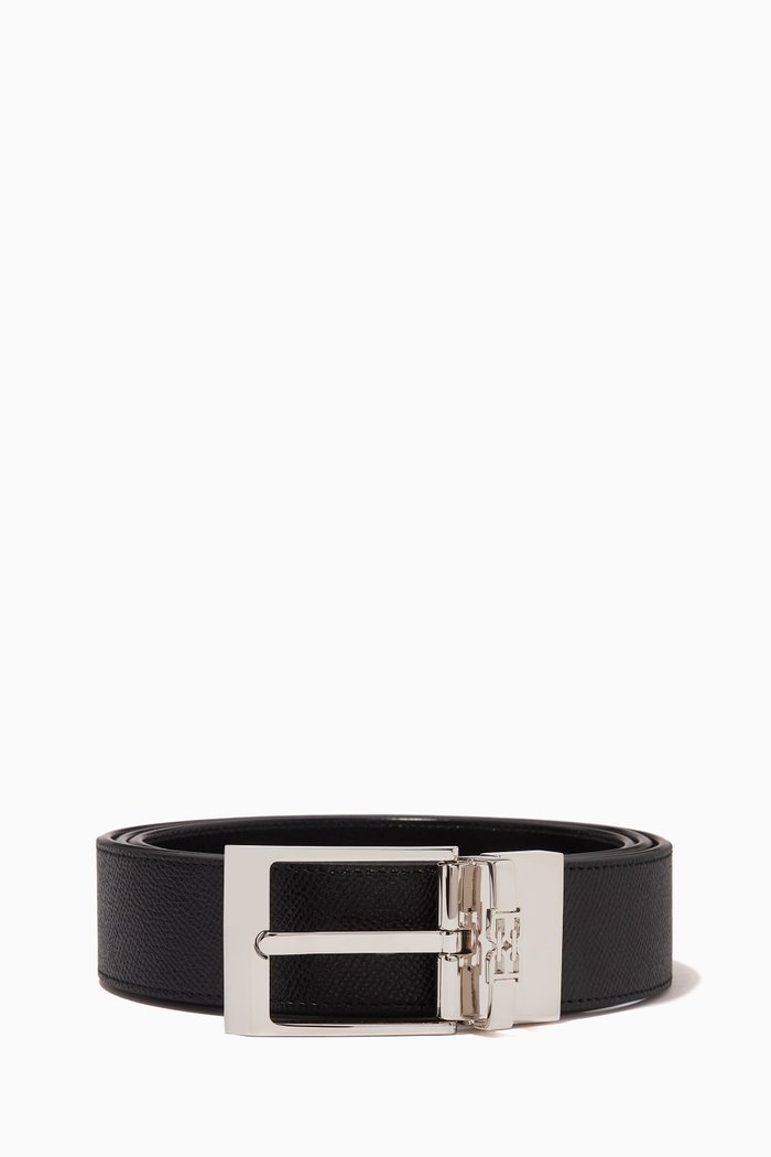 

Parker Reversible Belt in Embossed Leather, Black