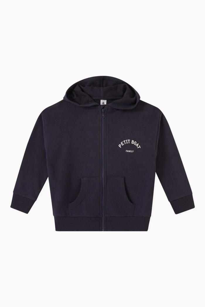 

Logo Print Hoodie in Organic Cotton, Blue
