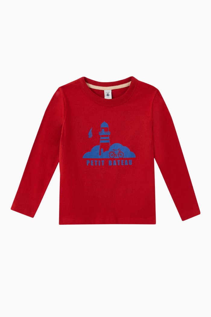 

Graphic Print T-shirt in Organic Cotton, Red