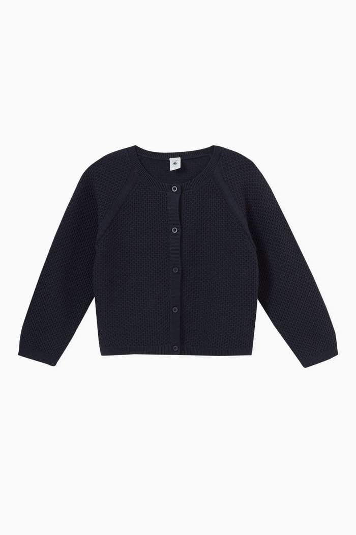 

Knitted Cardigan in Cotton, Blue