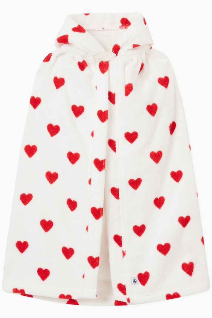 Heart Bath Cape in Cotton, White