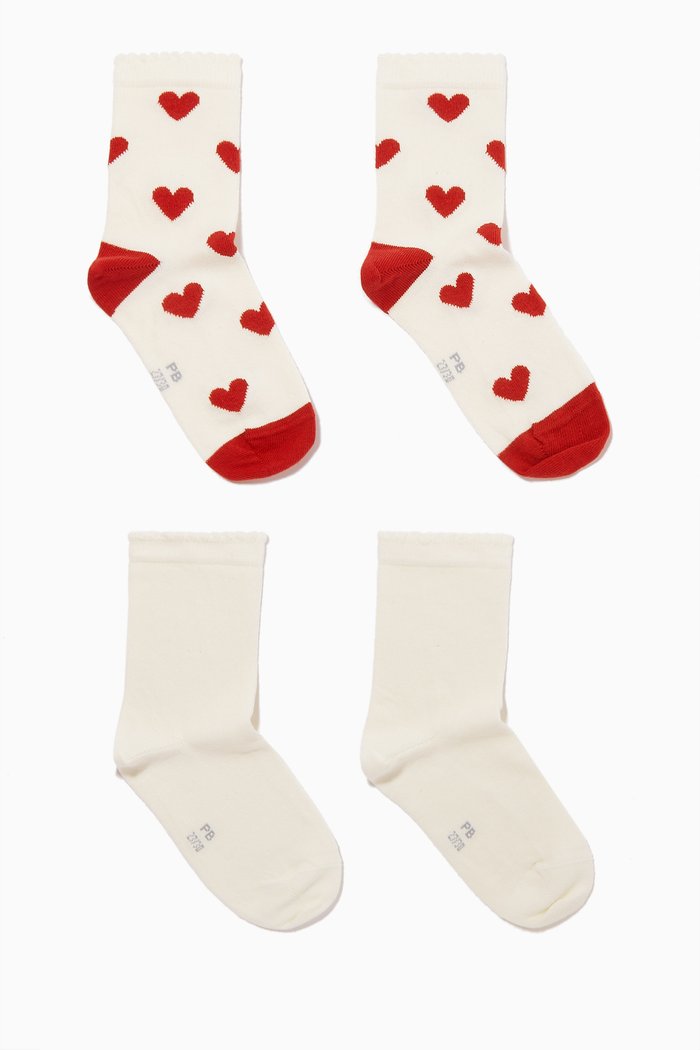 

2-pack Heart Socks in Cotton, White