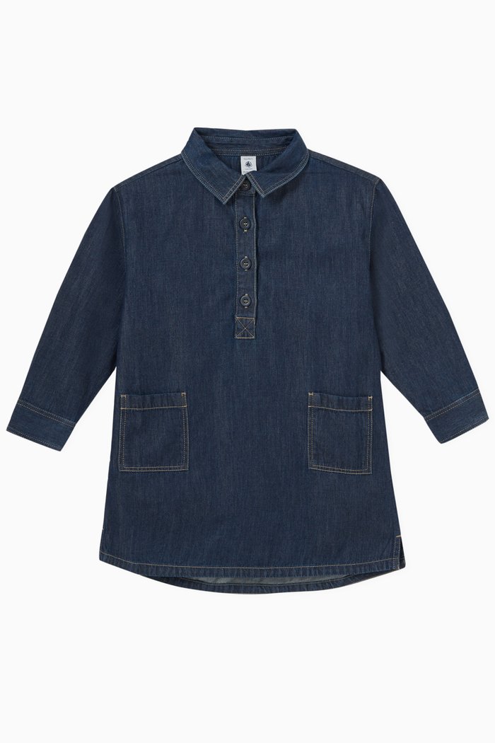

Polo Dress in Cotton, Blue