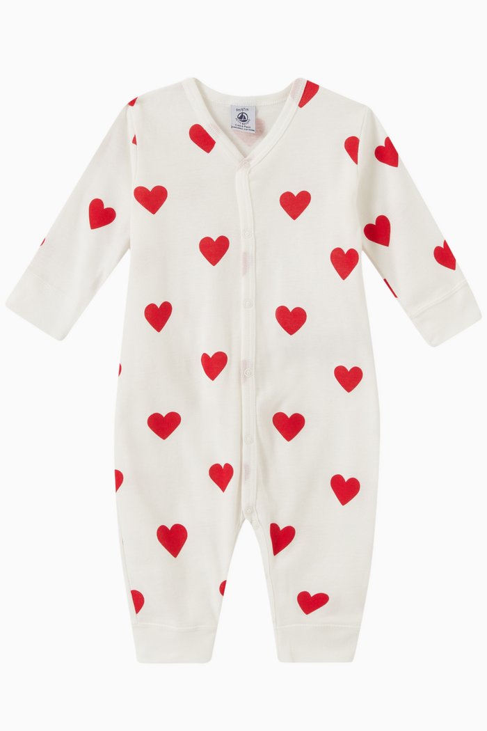 

Heart-print Romper in Cotton, White