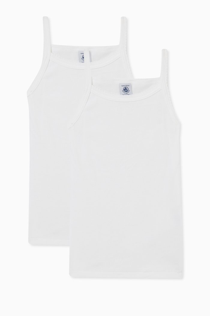 

Plain Chemise Top in Cotton, Set of 2, White