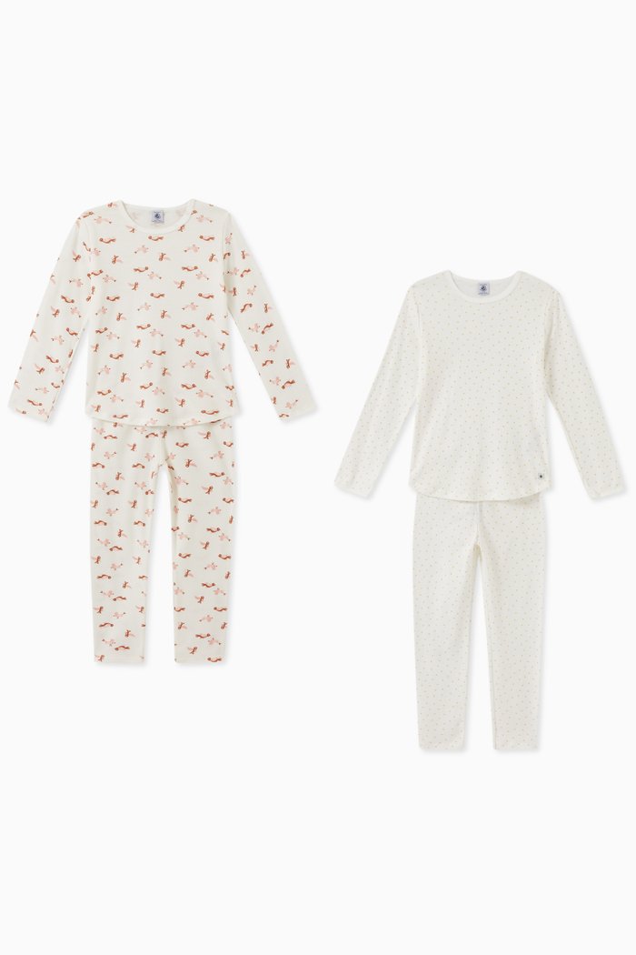 

All-over Print Pyjamas in Cotton, Set of 2, White