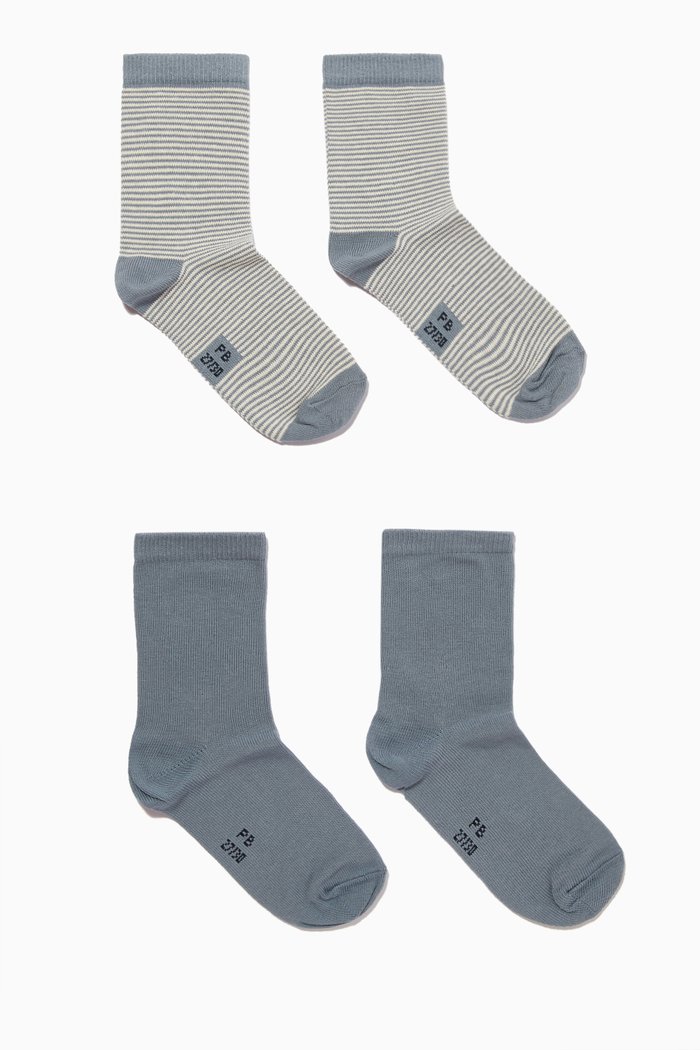 

Striped Socks in Cotton, Set of 2, Blue