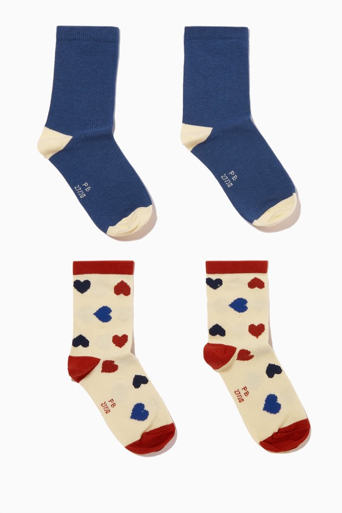 

Heart Socks in Cotton, Set of 2, Multicolour