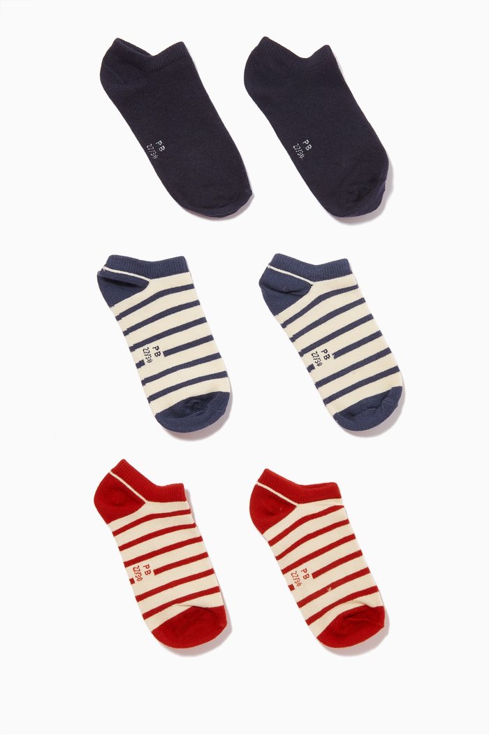 

Striped Socks in Cotton, Set of 3, Multicolour