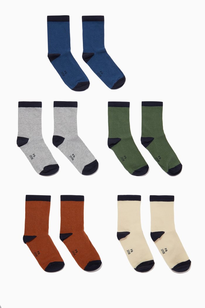 

Assorted Socks in Cotton, Set of 5, Multicolour