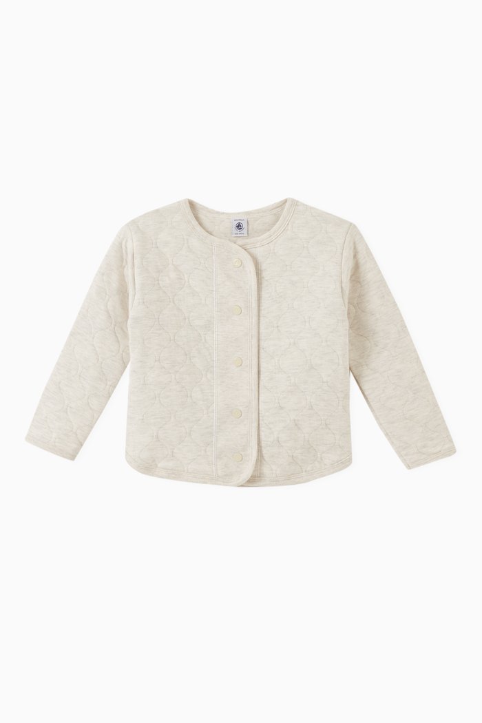 

Quilted Cardigan in Cotton, Neutral