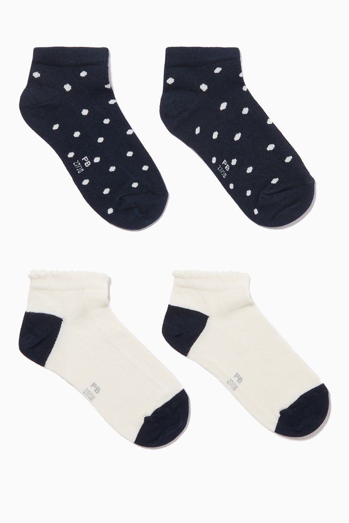 Polka Dots Socks in Cotton, Set of 2, Blue