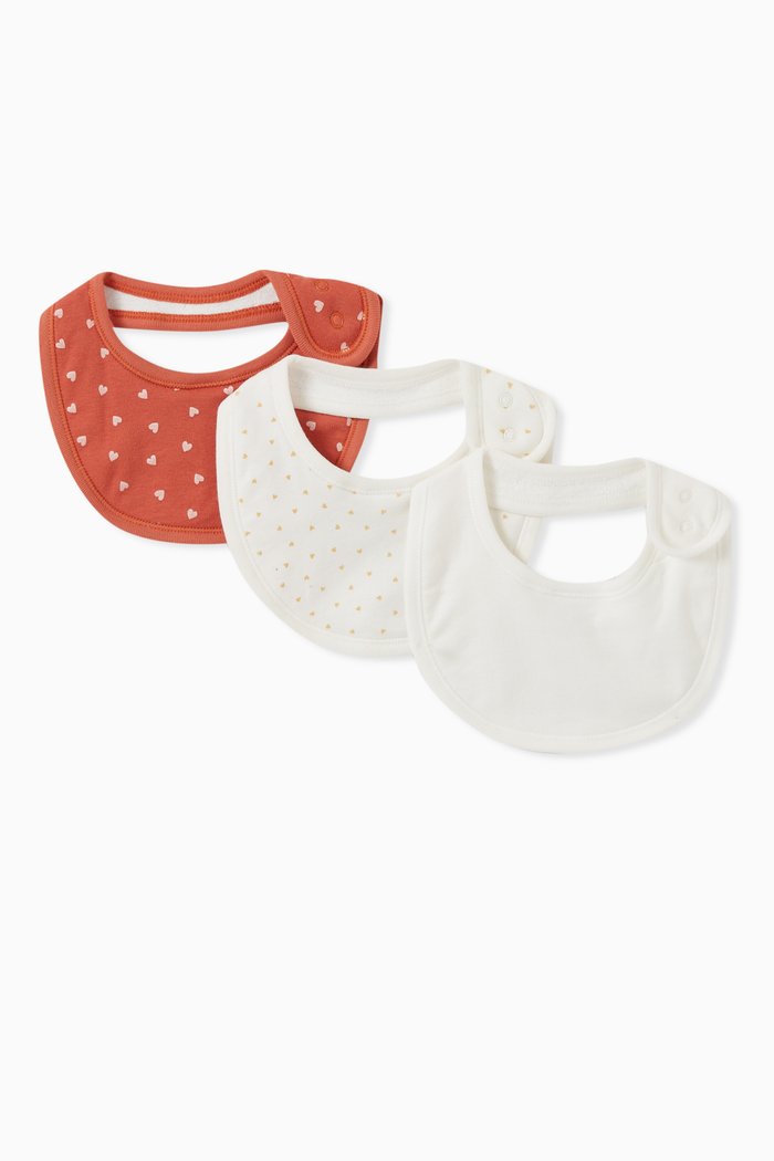 

3 Pack Bib Set in Cotton, Multicolour