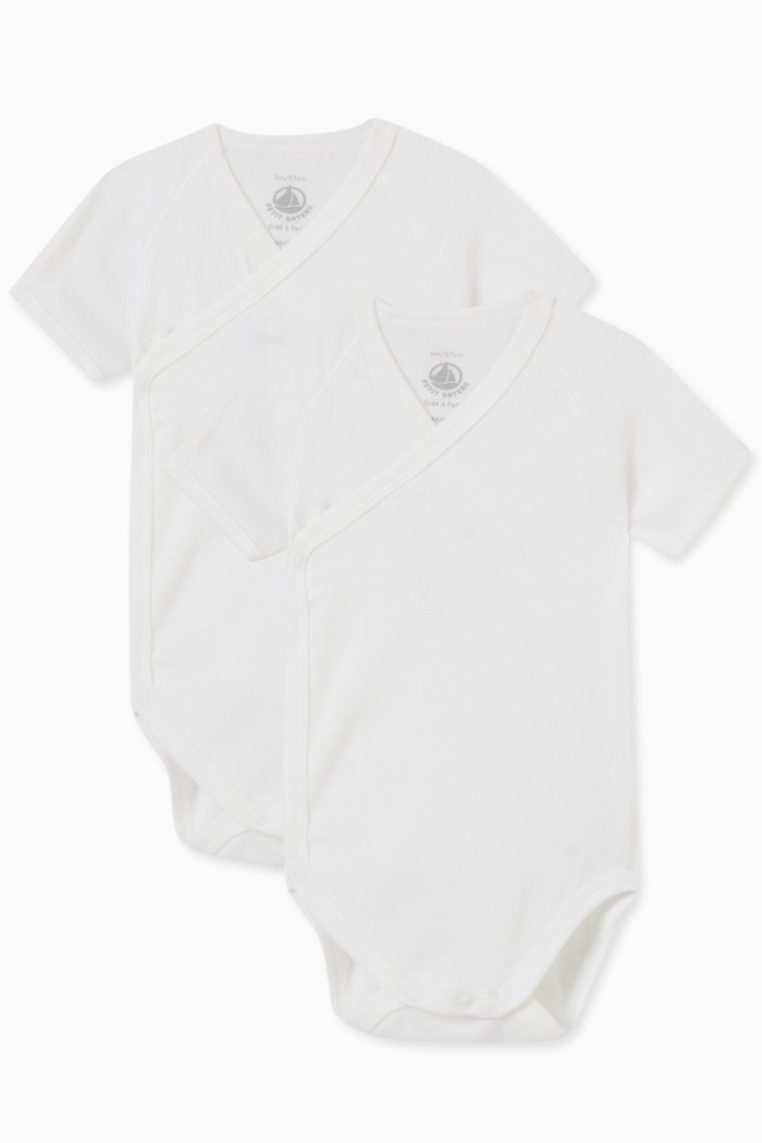 

Plain Bodysuit in Cotton, Set of 2, White