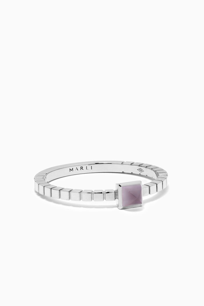 

Cleo Lotus Chalcedony Ring in 18kt White Gold, Silver