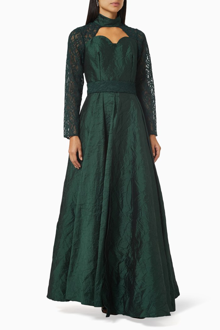 Cut-out Maxi Dress, Green
