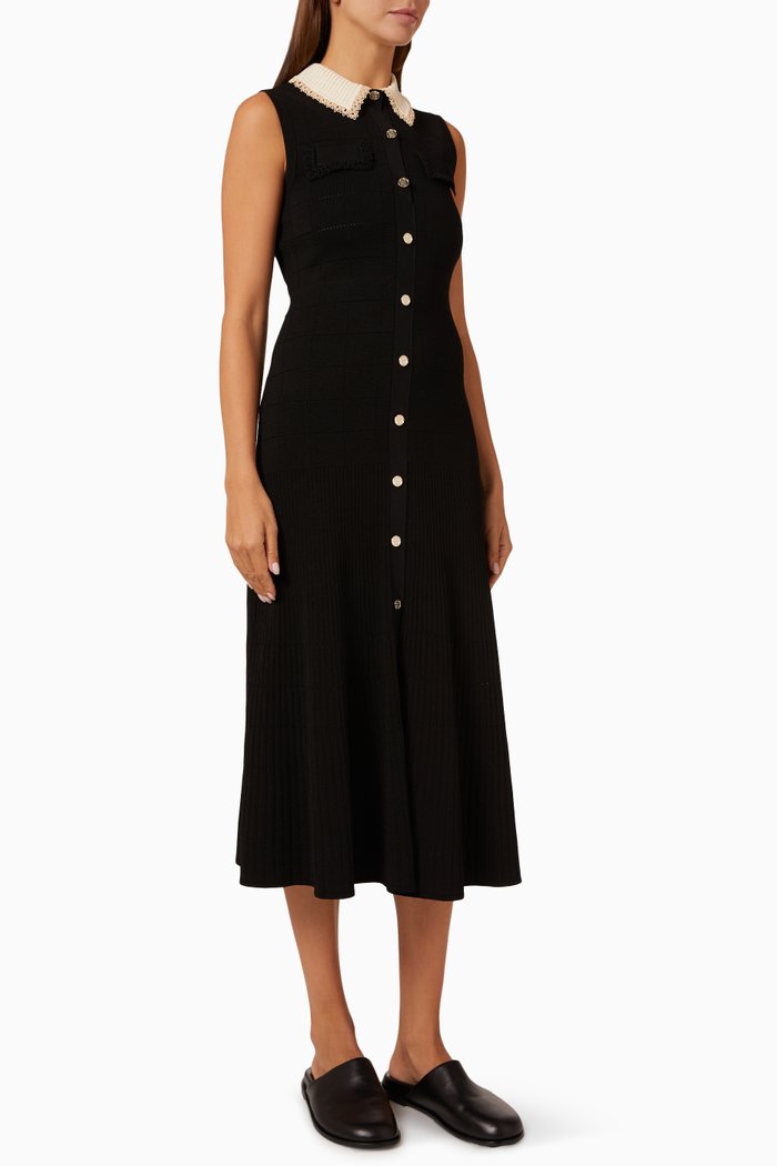 

Collared Midi Dress, Black