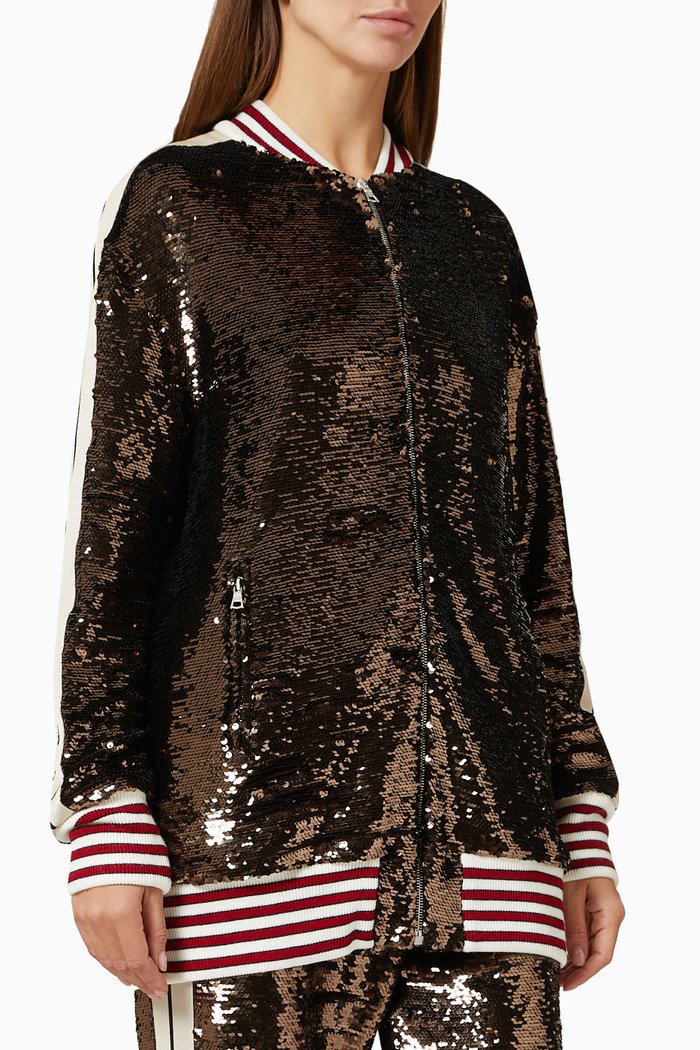 

Sequin-embellished Baseball Jacket, Grey