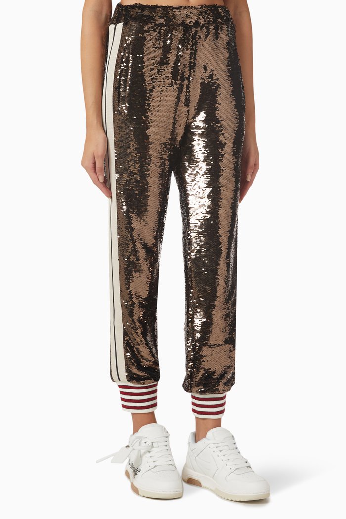 

Embellished Track Pants in Stretch Rayon, Grey