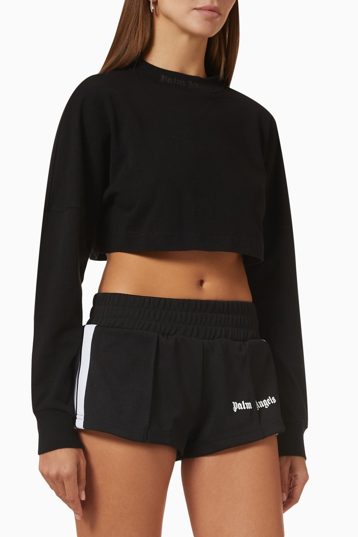

Rhinestone Logo Crop Sweatshirt in Cotton, Black