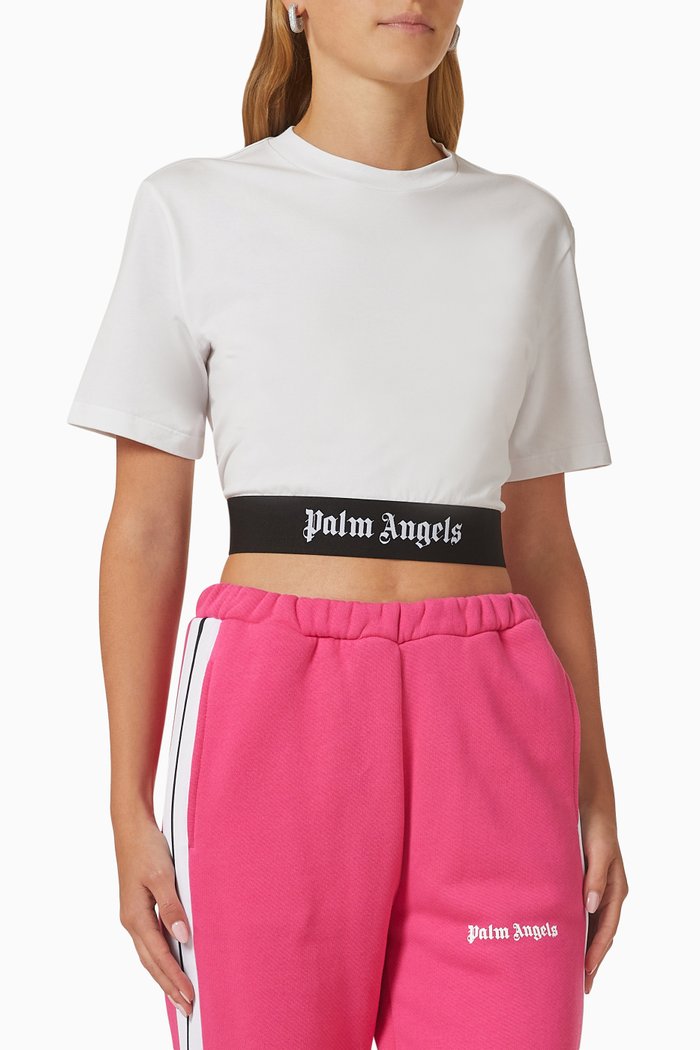 

Logo Tape Crop T-shirt in Cotton, White