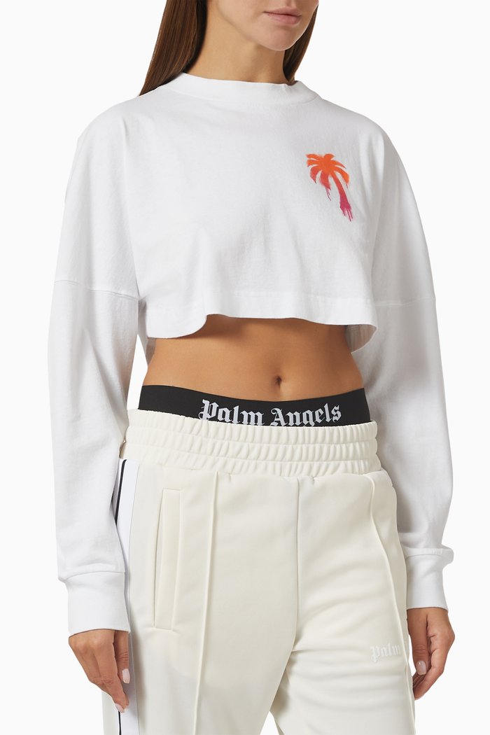 

Palm Logo-print Crop T-shirt in Cotton, White