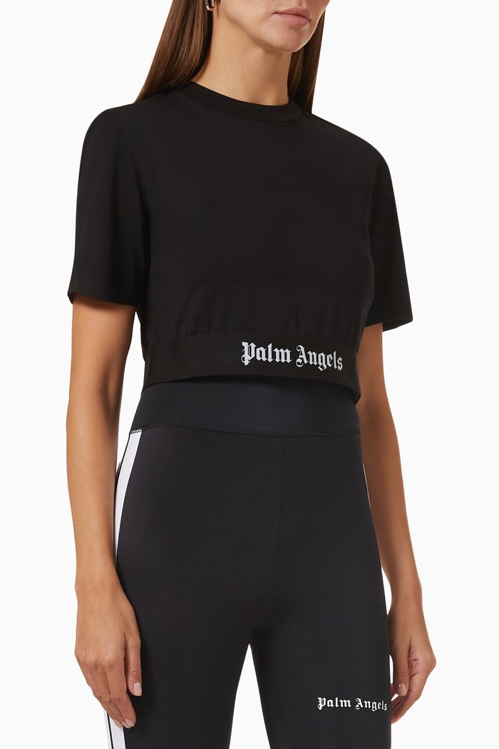 

Logo Crop T-shirt in Cotton, Black