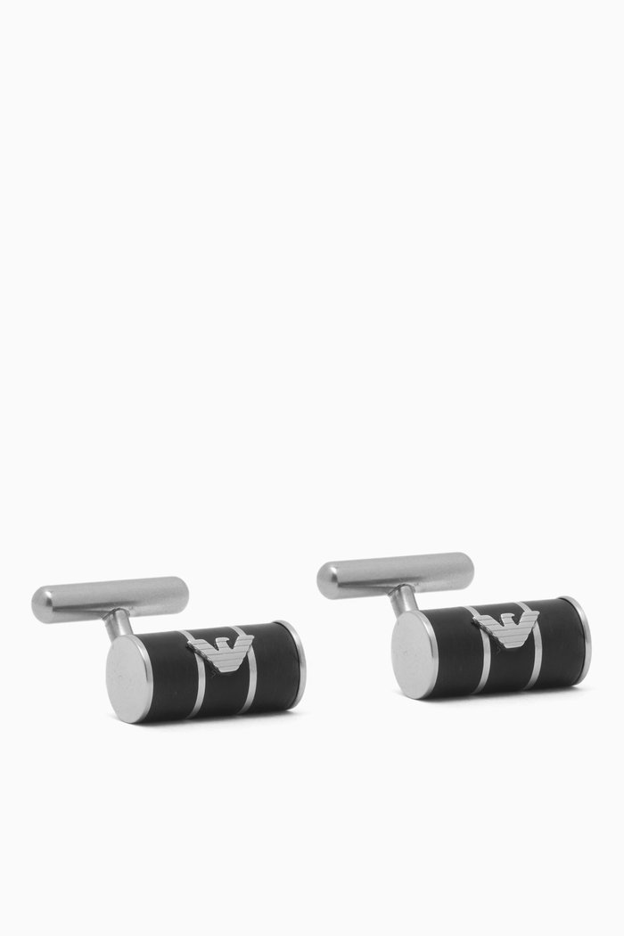 

Logo Lacquer Cufflinks in Metal, Silver