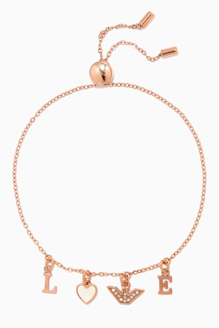 

"Love" Mother-of-Pearl Bracelet in Stainless Steel, Rose gold