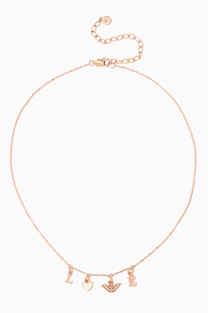 

"Love" Mother-of-Pearl Necklace in Stainless Steel, Rose gold