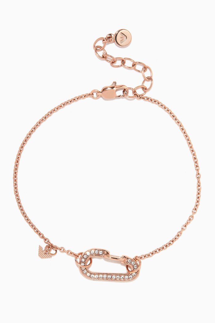 

Carabiner Charm Bracelet in Stainless Steel, Rose gold